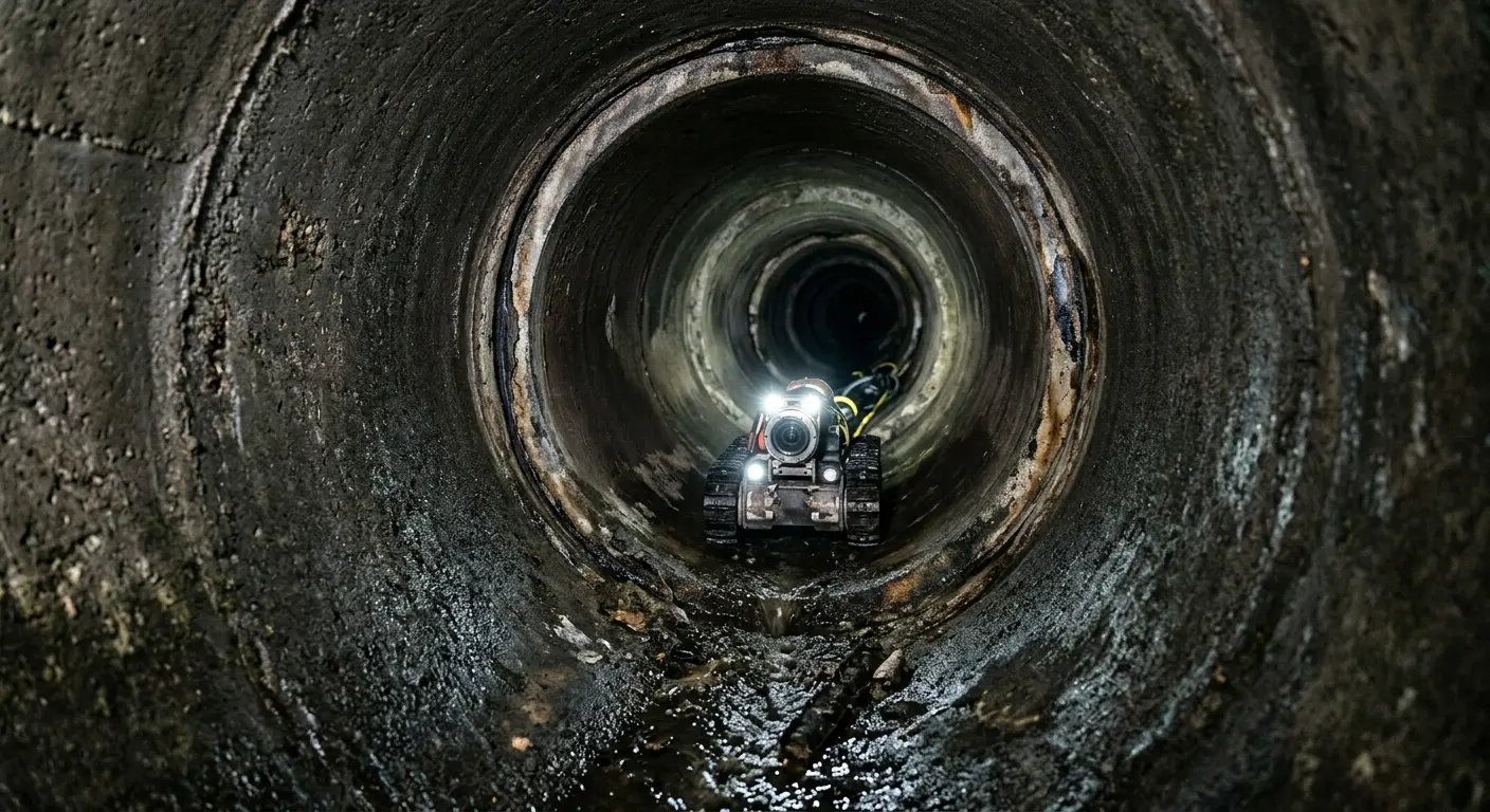 Robotic sewer camera inspecting pipe interior for Drain Snake Service in Addison